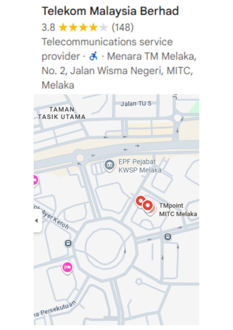 Location (MAPS) Bangunan Telekom Melaka, Ayer Keroh